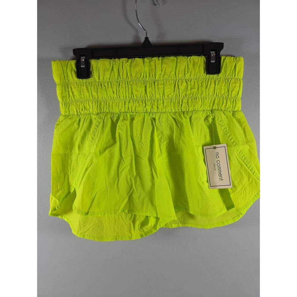 No Comment Junior's Nylon Athletic Shorts Neon Green Med NEW Activewear